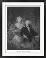 Framed President George Washington and His Family (black and white portrait)