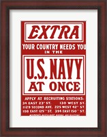 Framed U.S. Navy - Your Country Needs You