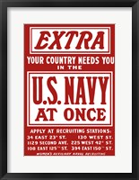 Framed U.S. Navy - Your Country Needs You