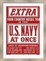 Framed U.S. Navy - Your Country Needs You