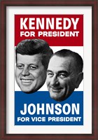 Framed 1960 Democratic Nominees, Kennedy & Johnson