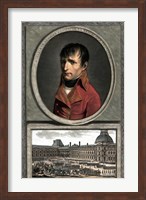 Framed Napoleon Bonaparte Above a Troop Review