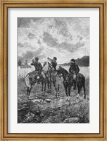 Framed Three Civil War Soldiers onHorseback