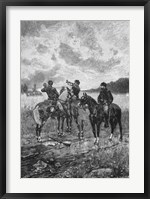 Framed Three Civil War Soldiers onHorseback