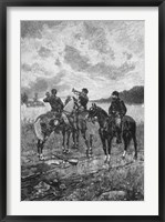 Framed Three Civil War Soldiers onHorseback