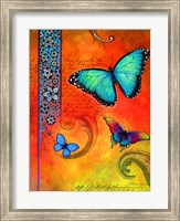 Framed Fluorescent Aqua Butterfly