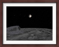 Framed Artist's Concept of a View Across The Surface of Themisto towards Jupiter and its Moons
