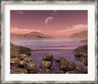 Framed Artist's Concept of Archean Stromatolites on the Shore of an Ancient Sea