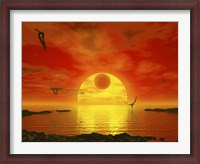 Framed Flying life Forms Grace the Crimson Skies of the Earth-like Extrasolar Planet Gliese 581 C