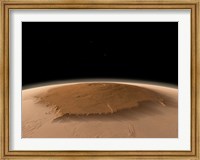 Framed Artist's Concept of the Northwest Side of the Olympus Mons volcano on Mars