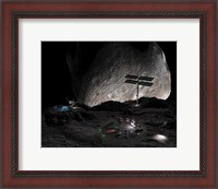 Framed Artist's Concept of a Mining Settlement on the Double Asteroid 90 Antiope