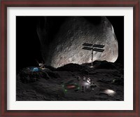 Framed Artist's Concept of a Mining Settlement on the Double Asteroid 90 Antiope