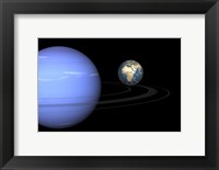 Framed Artist' concept of Neptune and Earth