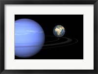 Framed Artist' concept of Neptune and Earth