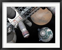 Framed Artist's Concept of a Future Space Exploration Mission