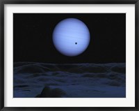 Framed Artist's concept of Neptune as seen from its largest moon Triton