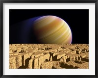 Framed Artist's concept of Extrasolar Planet Tau Bootis b over a Hypothetical Moon