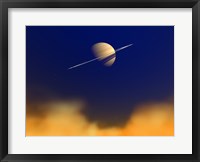 Framed Artist's concept of Saturn Amongst the Hydrocarbon Haze of its Moon Titan