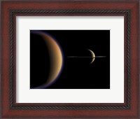 Framed Artist's concept of Saturn and its Moon Titan