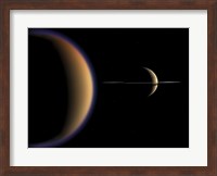 Framed Artist's concept of Saturn and its Moon Titan