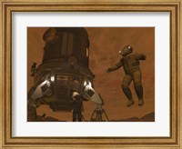 Framed Artist's concept of Astronauts Exploring the Surface of Saturn's Moon Titan