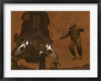 Framed Artist's concept of Astronauts Exploring the Surface of Saturn's Moon Titan