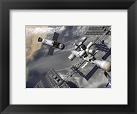 Framed Artist's concept of a Trans-Lunar Space Tug Departing the International Space Station