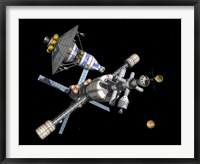 Framed Manned Mars Lander/Return Vehicle Disembarks from a Mars Cycler