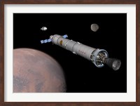 Framed Phobos Mission Rocket Prepares for Approach to the Martian Moon