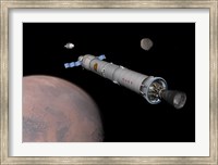 Framed Phobos Mission Rocket Prepares for Approach to the Martian Moon