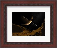 Framed Illustration of Saturn from the icy surface of Enceladus