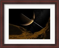 Framed Illustration of Saturn from the icy surface of Enceladus