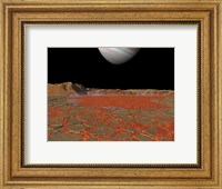 Framed Artist's concept of a view Across a Pool of Lava on the Surface of Lo, Towards Jupiter
