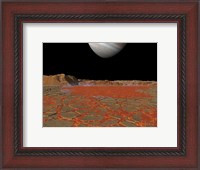 Framed Artist's concept of a view Across a Pool of Lava on the Surface of Lo, Towards Jupiter