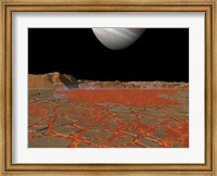 Framed Artist's concept of a view Across a Pool of Lava on the Surface of Lo, Towards Jupiter
