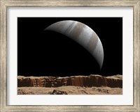 Framed Artist's Concept of a View Towards Jupiter Across the Surface of Lo