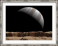 Framed Artist's Concept of a View Towards Jupiter Across the Surface of Lo