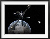 Framed Artist's Concept of a Lunar Cycler Approaching Earth