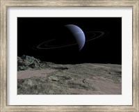 Framed Illustration of the Gas Giant Neptune as seen from the Surface of its Moon Triton
