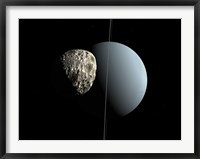 Framed Artist's concept of how Uranus and its Tiny Moon Puck