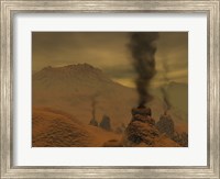 Framed Artist's concept of Volcanic Activity on the Surface of Venus