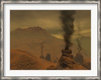 Framed Artist's concept of Volcanic Activity on the Surface of Venus