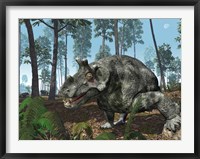 Framed Herbivorous Dinocephalian Therapsid Grazes on a Hilltop