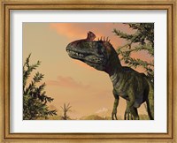 Framed Artist's Concept of Cryolophosaurus