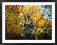 Framed Diabloceratops Wanders a Cretaceous Forest