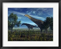 Framed Isisaurus Dinosaurs Wander Lush Plains