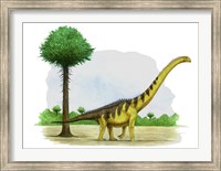 Framed Watercolor Painting of Euhelopus Zdanskyi