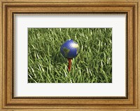 Framed 3D Rendering of an Earth Golf Ball on Tree in the Grass