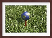 Framed 3D Rendering of an Earth Golf Ball on Tree in the Grass