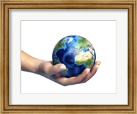 Framed Human Hand Holding Planet Earth